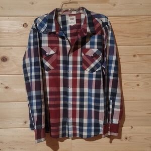 Levi's Long Sleeve Pearl Snap Button Up Shirt Western Cowboy Size XXL 25x29